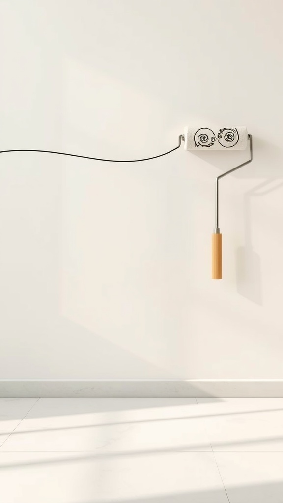 A decorative roller with a spiral design against a plain wall.